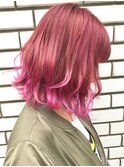 ボブ/グラデーションカラー/ピンク/ブリーチオンカラー