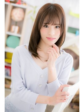 ミック 日暮里店(miq) 黒髪アッシュ艶カラーネオシースルーバング小顔ミディb1