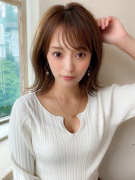 アフロート ディル(AFLOAT D'L) 20代30代40代小顔外ハネミディアムひし形シルエットくびれミディ