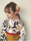 編み込み × 三つ編み × 編みおろし // 着物ヘア☆*°