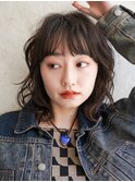 大人可愛い20代30代40代黒髪前下がりひし形小顔ボブ