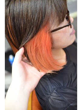 ポタム 東中野(potamu) ピンクオレンジインナーカラー