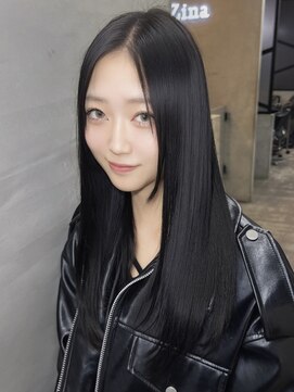 ジーナ 池袋(Zina) センターパート/ブルーブラック/髪質改善premium/池袋美容院