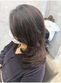 ハンドブローで決まるレイヤーパーマ