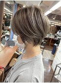 大人可愛い40代50代くびれショートボブ丸みショート
