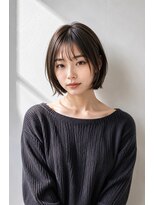 ラトリエ ブロカント 立川北口店(L'atelier BROCANTE)&nbsp;ショートボブ　顔周りレイヤー　ナチュラル　ボブ
