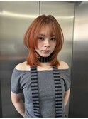 ハッシュカット 前髪あり ミディアム ブリーチ 薬院 天神