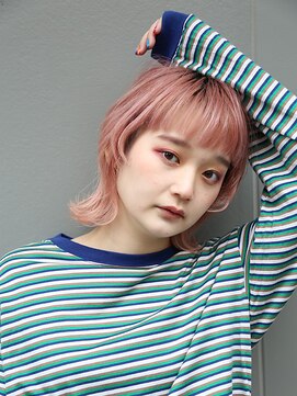 キサイ バズ(kisai BUZZ) kisaiBUZZ＊西川史浩 ナチュラルウルフボブ×ペールピンク