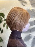 ブリーチカラー、ダブルカラー、透明感、キャラメルベージュ