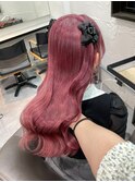 6875ベビーピンク艶髪ハイトーンカラーホワイトピンク韓国ロング