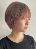 渋谷ブリーチカラーハンサムショートピンクブラウンカラー韓国
