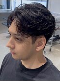 原宿フェザーパーマニュアンスパーマメンズパーマセンターパート