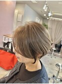 大人可愛い20代30代40代丸みショートボブ/脱白髪染め