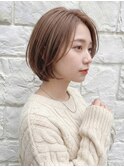 【東 純平】小顔 丸みレイヤーボブ+ココアベージュ