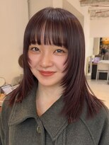 ナループロアポンテ(Nalu pu loa PONTE)&nbsp;ミディアムレイヤーパーマ落としダークパープルブラウンカラー