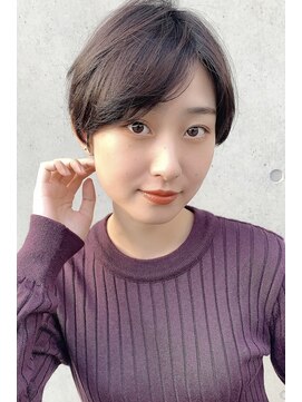 アンドヘアー 西葛西(&-HAIR) 30代40代大人可愛いワンサイドショートブランジュ黒髪ベージュ