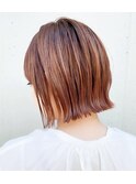 【mee.】ユウ　ボブ　オレンジ　ベージュ　前髪　きりっぱなし