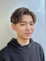 波巻きパーマ/ハイライト/センターパート/10代20代30代