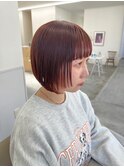 ボブ 姫カット オレンジレッド
