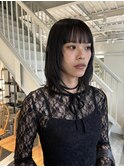 リナ　ミディアムレイヤーと艶々ダークカラー