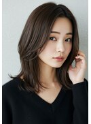 30代40代50代外ハネミディアムレイヤー髪質改善酸性ストレート