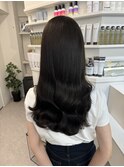 韓国 くびれロング レイヤー ワンホンヘア 小顔前髪