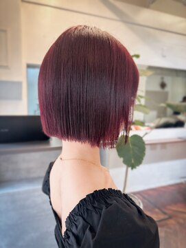 ラレイ ハラジュク(Lalei harajuku) 【白石】ブリーチなしワインレッド赤髪暖色ボブ艶カラー原宿