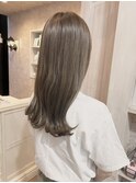 福山美容室caary くすみグレージュブリーチなしイルミナカラー