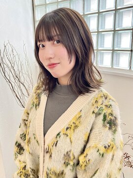 ロマーリ 岡山店(LOMARLIE) 20代30代ミディアム顔周りレイヤーブリーチなしダブルカラー