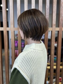 長め大人ショートボブ×ベージュカラー　　五十嵐