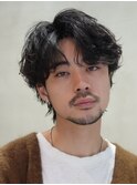 新橋メンズパーマツイストスパイラルパーマ波巻きニュアンス