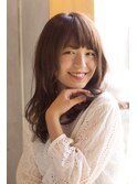 厚めバング☆ラフウェーブセミロング/ミルキーグレージュ