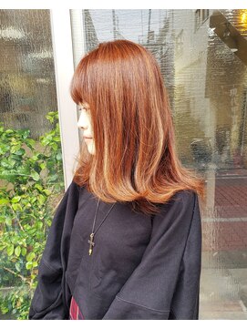 サムブリッジ(SOMEBRIDGE) ★外ハネ中途半端レングスのオレンジカラー★【SOMEBRIDGE亀有】