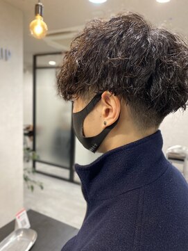 トワイスアップ(TWICE UP) アッシュブラック/オーガニックカラー/マッシュパーマ/メンズ