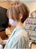 透明感カラー/丸みショートボブ