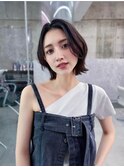 前髪なしボブ☆骨格ひし形ヘアでこなれミディ/プチイメチェン