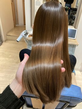 シェノン 赤羽店(CHAINON) 赤み無しロングのツヤトロオリーブベージュ赤羽人気美容室