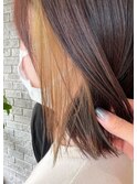 大人可愛い20代30代インナーカラーオレンジベージュカラー