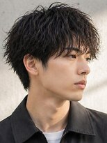ソウル 福山駅前店(SOUL.) メンズショート ウェットパーマ ゆるめツイストスパイラル 黒髪