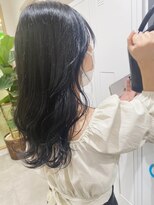 チェレ ブラン 堺東店(Chere brun) 30代40代デジタルパーマロングウェーブ×艶カラー×ダークブルー