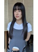 美髪ワイドバングミニボブ セミロングバレイヤージュ