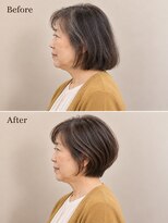 aptas 青山/表参道 白髪染め/白髪ぼかしハイライト/ボリュームアップエクステ&nbsp;60代の大人ボブ｜表参道・青山