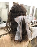 ハーフアップ/ヘアセット/ヘアメイク/編み込み/三つ編み