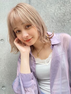 ロンドプランタン 恵比寿(Lond Printemps) ハイトーン外ハネミディアム小顔モテ髪ベージュカラー