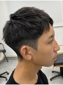ビジネスショートメンズマッシュツイストパーマツーブロック
