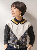 大人かわいいマッシュショート前髪あり黒髪30代40代50代