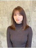 レイヤー/セミロング/ベージュ