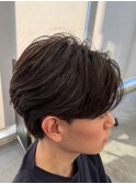 韓国へアカルマパーマワックスなしセンターパート黒髪ウルフ