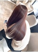 艶ピンクブラウン髪質改善トリートメント縮毛矯正イルミナカラー