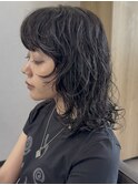 ドライパーマゆるめパーマウルフパーマミディアムパーマ銀座暗髪